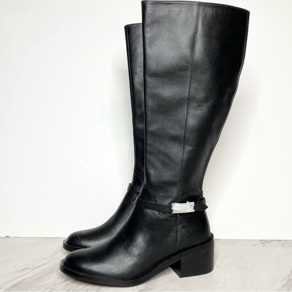 New! Linea Paolo Kamile Black Wide Calf Riding Boot 8M